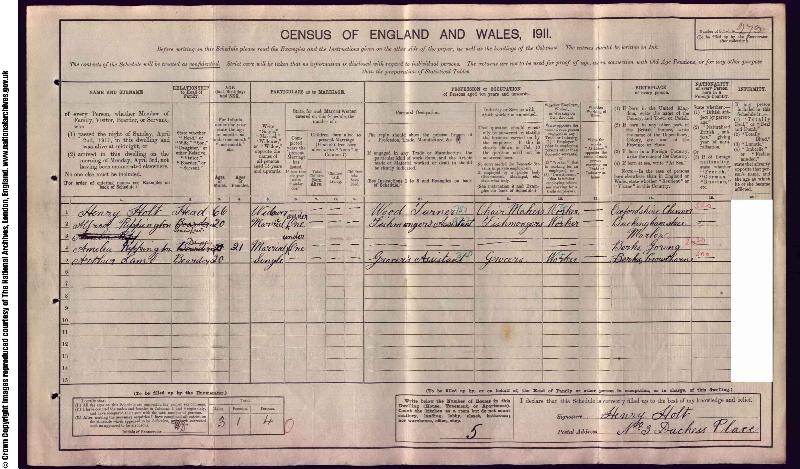 Rippington (Alfred) 1911 Census